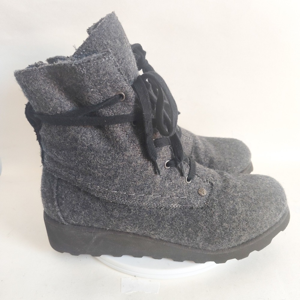 Baretraps Combat Boots 10 Wool Upper & Lining Sheepskin Lace Up Warm Grunge Gray